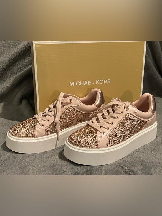 Michael Kors Shoes - Michael Kors Romey Pink Lace Up Crystal Embellished Platform Shoes size 8 New